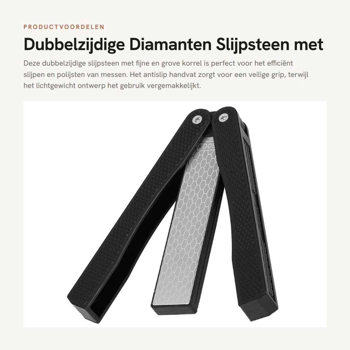 Dailygoods- Messenslijper Dubbelzijdig 400/600 Korrel - Diamanten Slijpsteen - Antislip Handgreep - Opvouwbaar - Lichtgewicht - Draagbaar