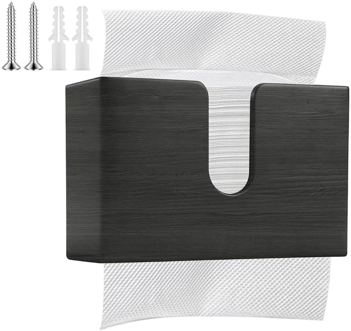 Dailygoods- Handdoekdispenser Bamboe - Papieren Handdoekhouder - Zwart - Hangend/staand - 29 x 18,5 x 11,5 cm - Duurzaam en praktisch