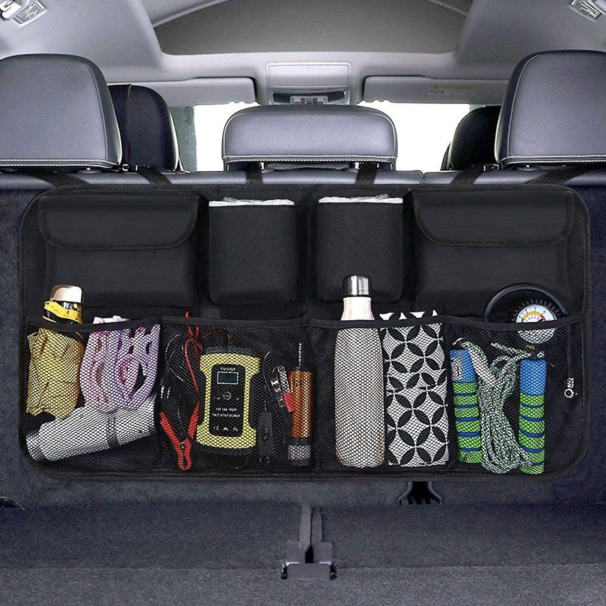 Dailygoods- Kofferbak Organizer - Duurzaam en Waterdicht - Multifunctionele Achterbank Organizer - Autostoel Bescherming - 8 Vakken - Praktische Opbergruimte