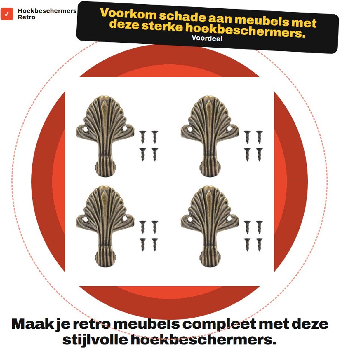 Dailygoods- Hoekopjes - Vintage Meubelbescherming - 4 Stuks - Decoratie - Juwelenkistjes - Pootbescherming - Hoogwaardige Kwaliteit