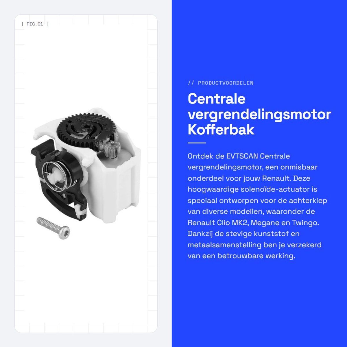 Dailygoods- Centrale Vergrendelingsmotor - Achterklep Solenoïde-actuator - Compatibel met Clio MK2/Megane/Twingo - Kunststof/Metaal - Gewicht 100 g - Voor RENAULT 2001-2010
