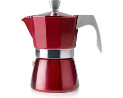 Percolator Koffiezetter - Moka Pot - Koffie Zetten - Voor Inductie - 6 Kopjes 300ml - Rood