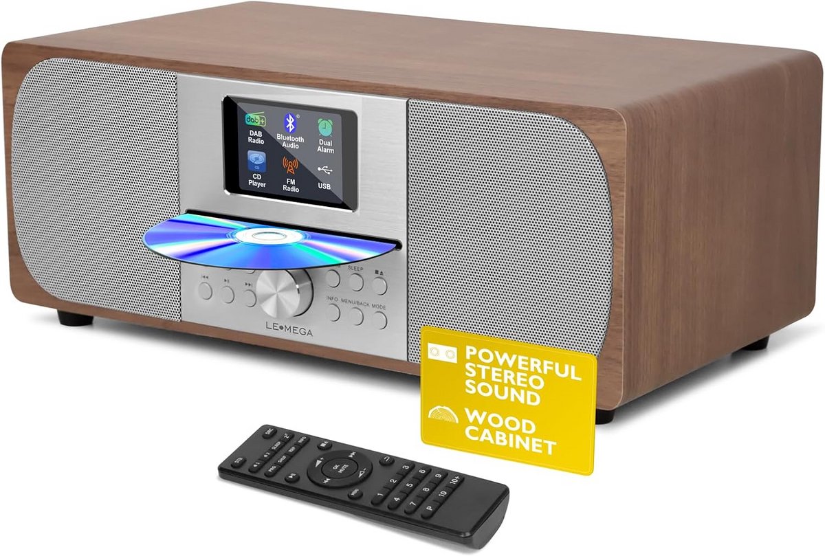 Stereo Systeem - Hifi Installatie Radio - Muziek Luisteren - Houten Kast Design - 100W Speakers - Antraciet