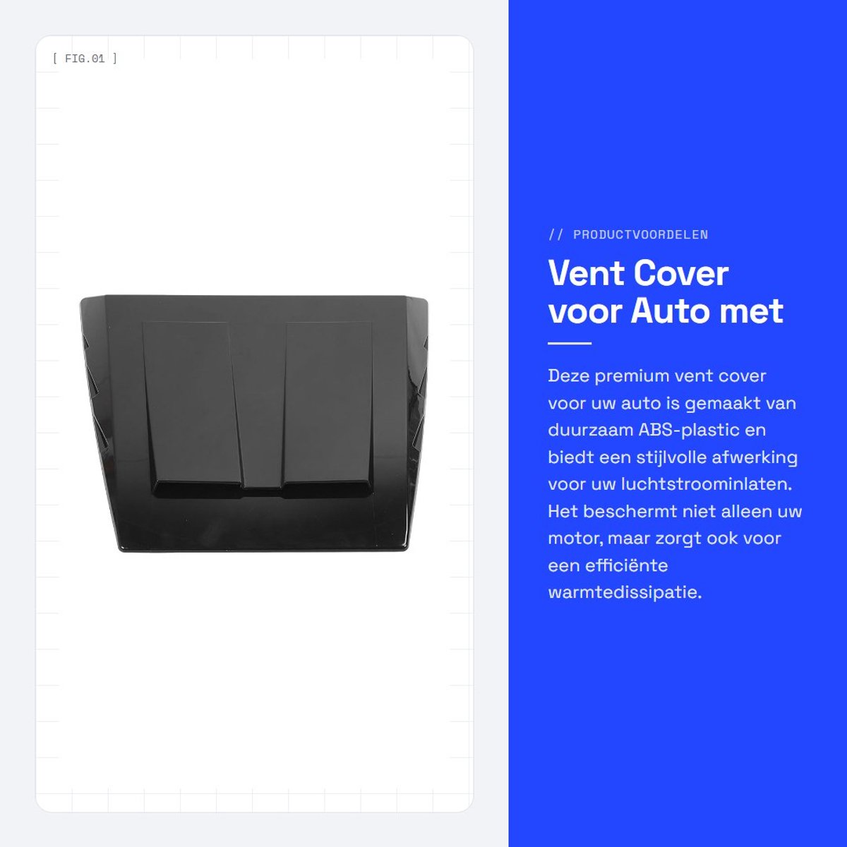 Dailygoods- Ventdeksel Glanzend Zwart - Auto Luchtstroom Deksel - Duurzaam ABS - Eenvoudige Installatie - Warmtedissipatie - Universele Accessoires - Luchtinlaat