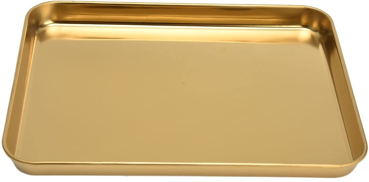 Dailygoods- Dienblad Goud - Rechthoekig Dienblad - Roestvrij Staal - Antislip Bodem - Duurzaam - Gemakkelijk te Reinigen - Serveerschaal