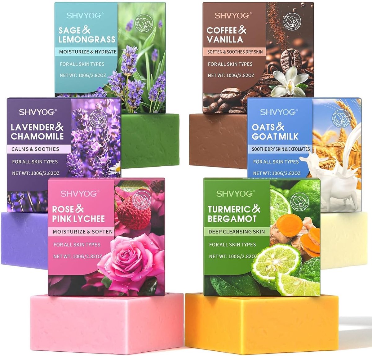 Zeep Cadeauset - Natuurlijke Zepen - Huidverzorging - Zes Geuren - 6 x 100g - Niet Van Toepassing