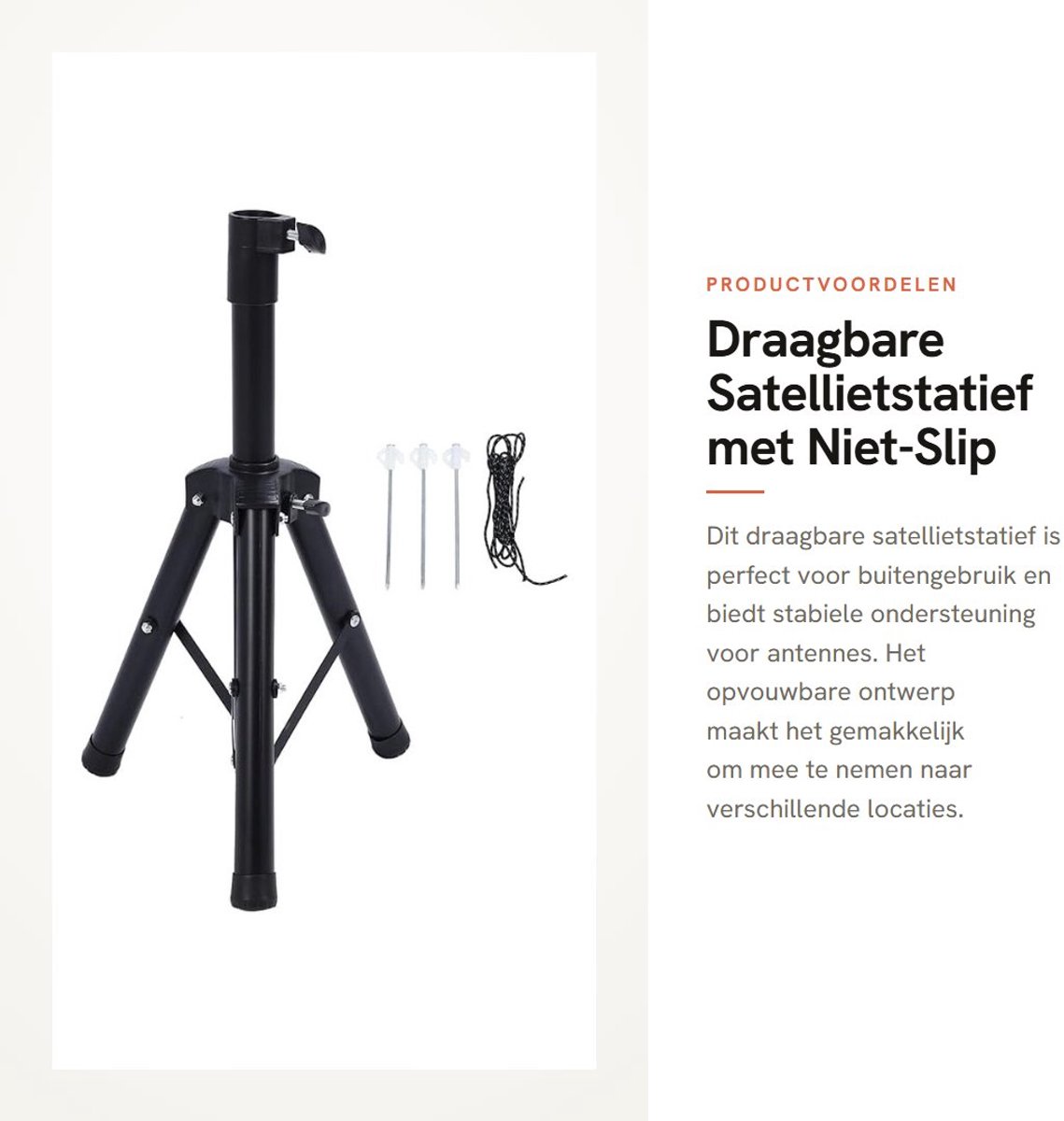 Dailygoods- Satellietstatief Draagbaar - Antenne Bevestiging - Opvouwbaar Ontwerp - Antislip Rubberen Voeten - Stabiele Ondersteuning - Voor Buitengebruik - Antenne Statief