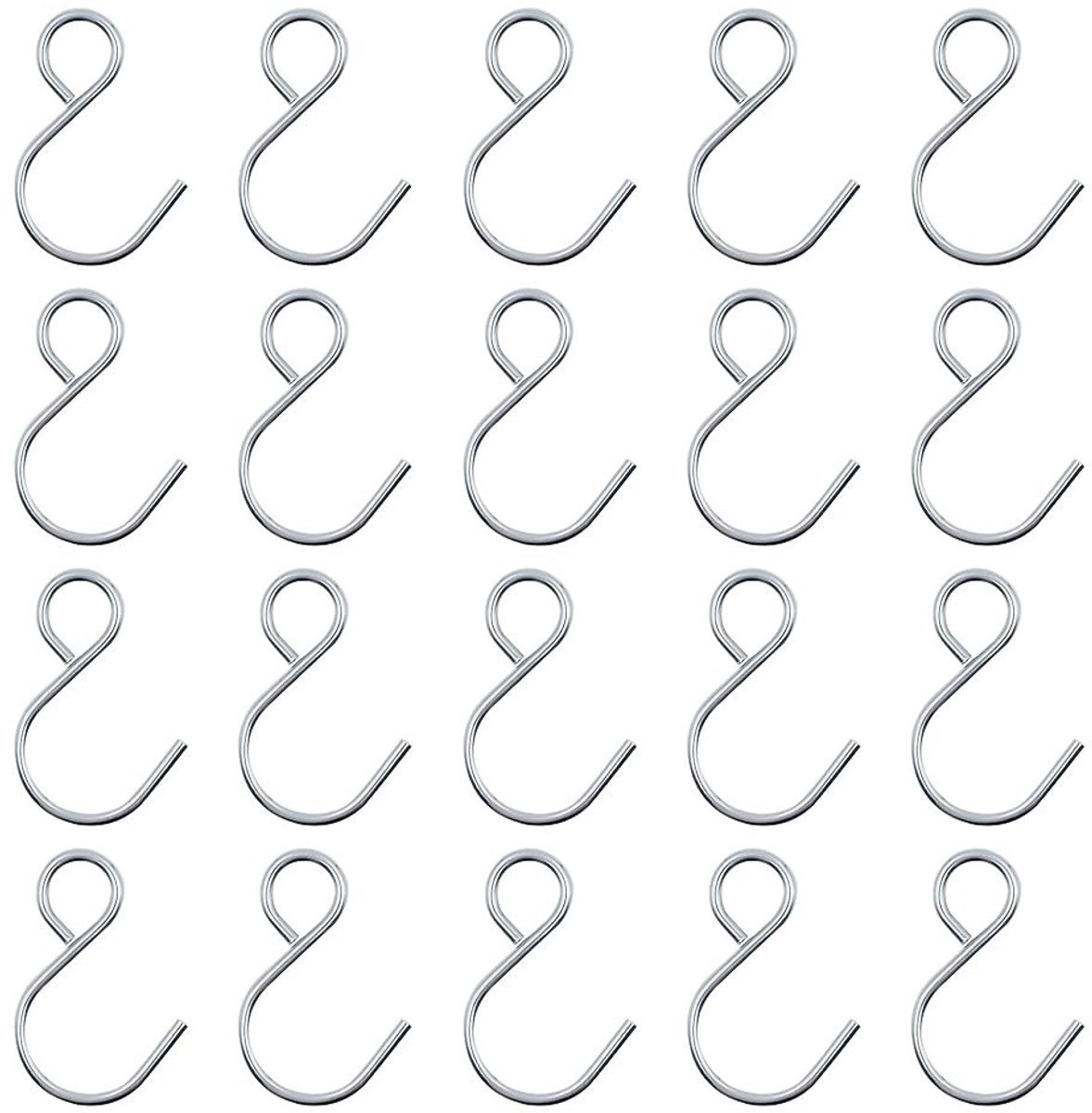 Dailygoods- Haken 20 Stuks - S-vormige Haken - Roestvrij Stalen Haken - Voor Ambachten - Hangende Potplanten - Mini-formaat, Stevig en Duurzaam - Ophanghaken