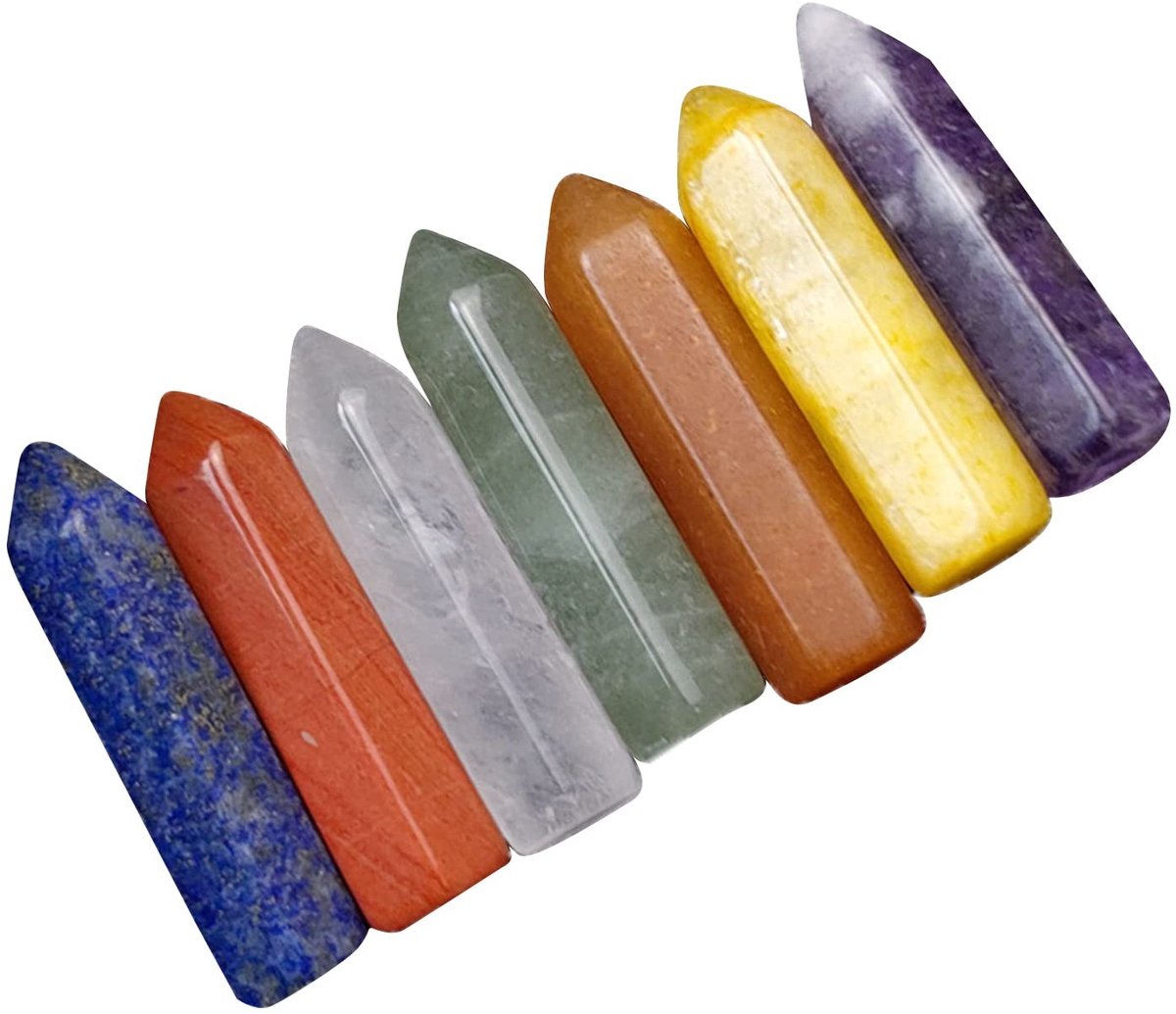 Dailygoods- Healing Crystal Wands - Set van 7 Stuks - Facet Prisma Staven - Reiki Chakra Meditatie - Energie Generator - Positieve Stroom van Energie - Kristalstaven