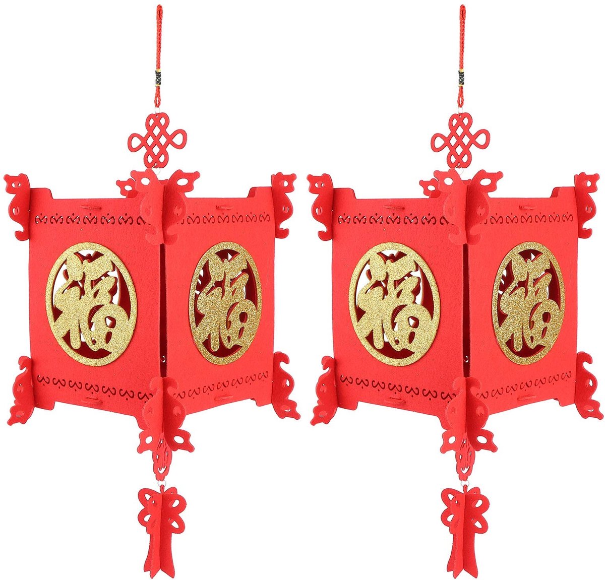 Dailygoods- Lantaarn Set van 2 - Chinese Lantaarn - Decoratie Lantaarn - Rode Lantaarn - Lente Festivals Lantaarn - Geschikt voor binnen/buiten - Decoratielantaarn