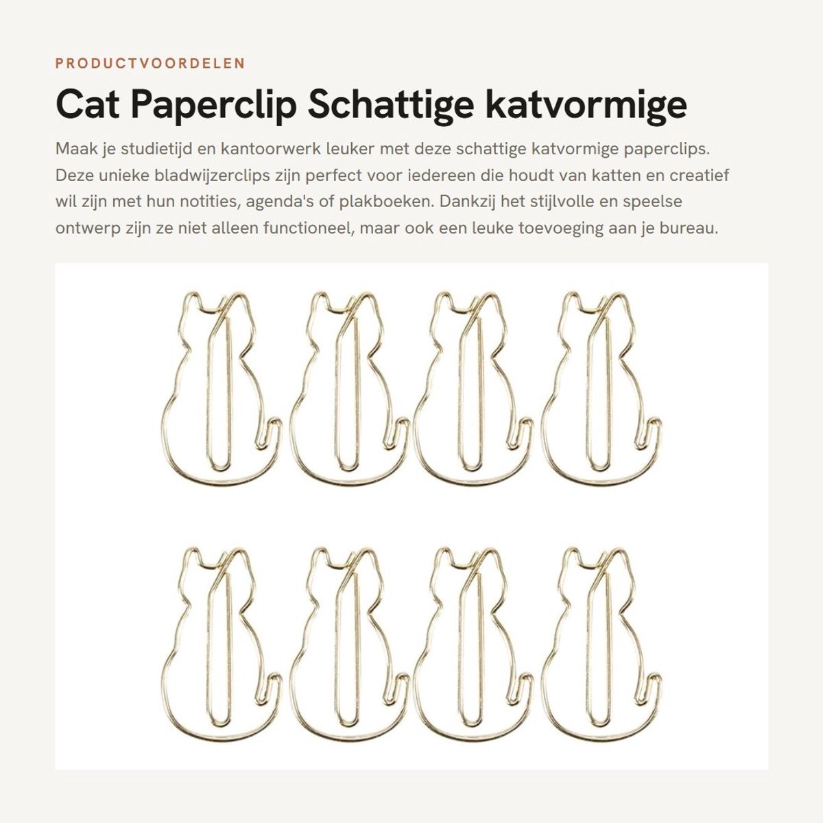 Dailygoods- Bladwijzerclip Katvorm - Paperclip - Multifunctioneel - Kantooraccessoire - Studentenmateriaal - Schattig ontwerp