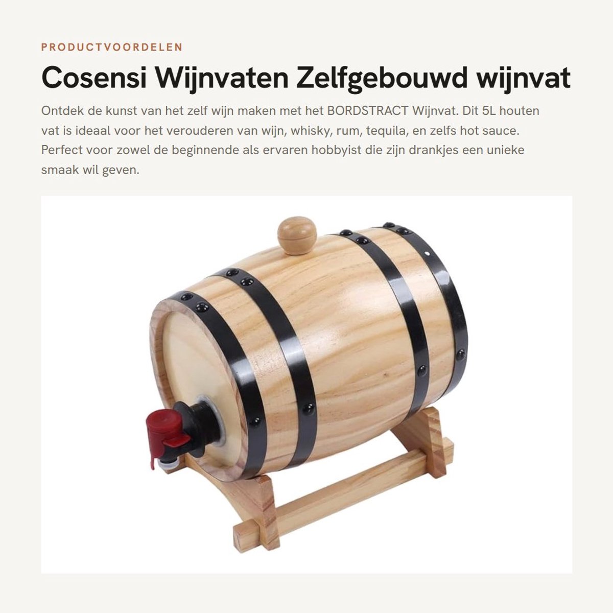 Dailygoods- Wijnvat Houten - Half Wijnvat - Wijnvat Bloembak - Wijnvat Plantenbak - Wijnvaten - 5 Liter Inhoud - Houten Vat
