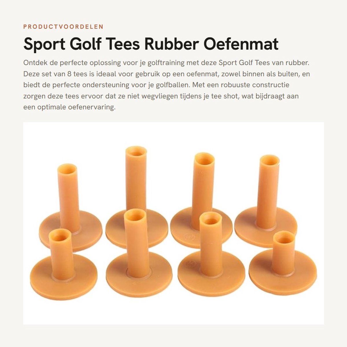 Dailygoods- Golf Tees Rubber 8 Stuks - Oefenmat - Driving Range - Houders - Trainingshulp - Geschikt voor Houten/Plastic Tee