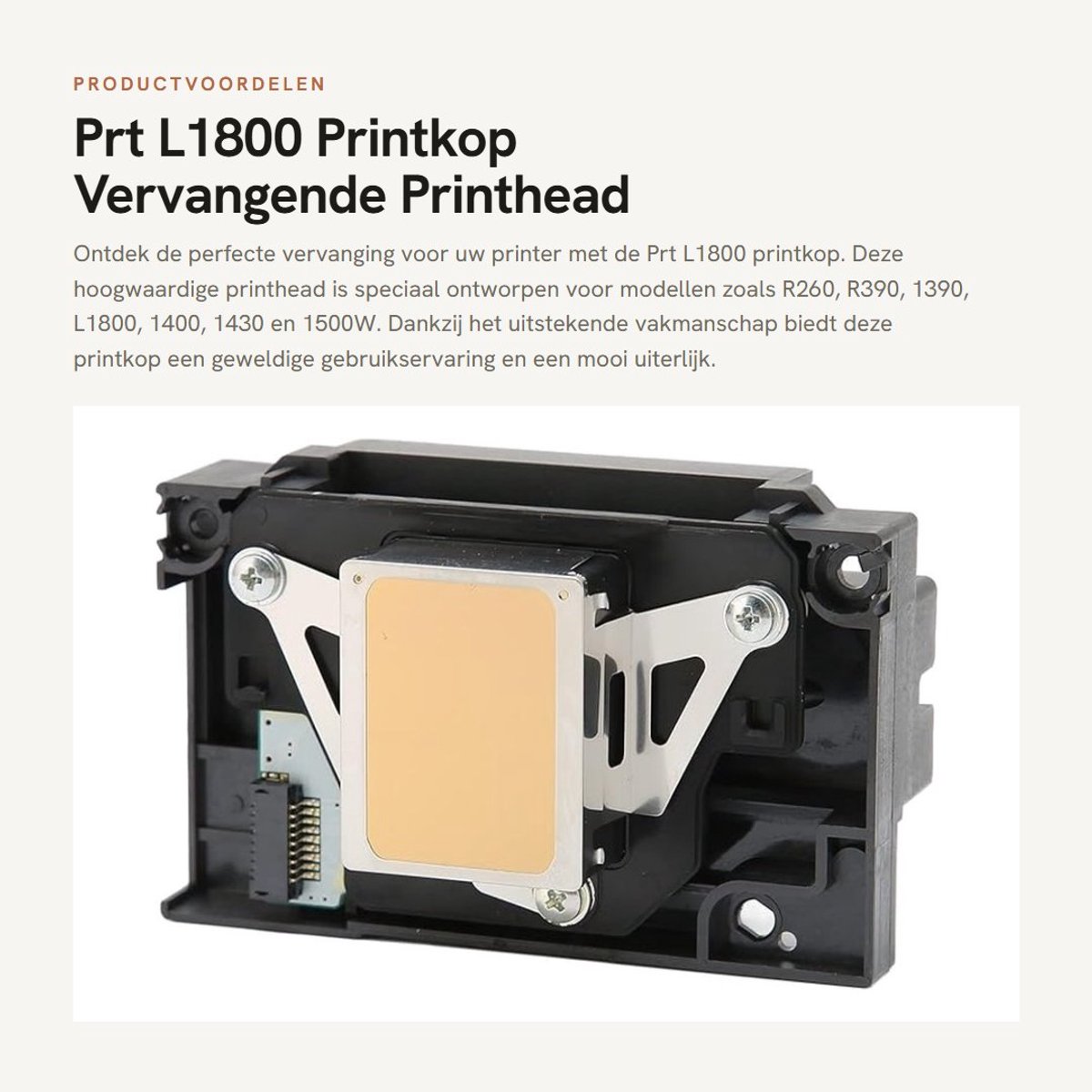 Dailygoods- Printkop Vervanging - Geschikt voor R260/R390/1390/L1800/1400/1430/1500W - Hoogwaardige ABS-materialen - Lichtgewicht - Duurzaam - Stabiele prestaties - Printerkop
