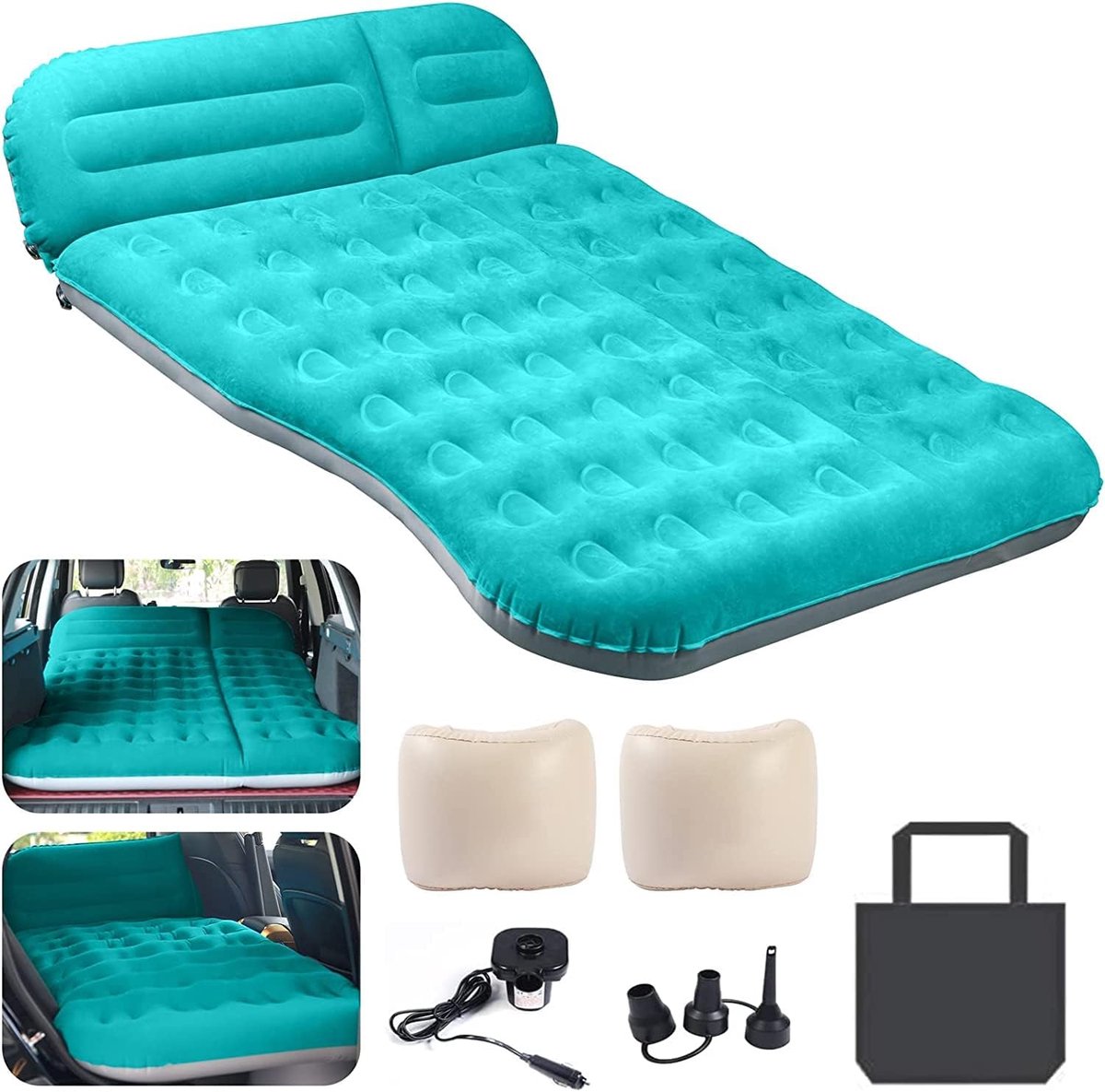 Luchtmatras Auto - Kampeerbed Kofferbak - Comfortabel Slapen - Inclusief Elektrische Pomp - 194 x 126 cm - Grijs