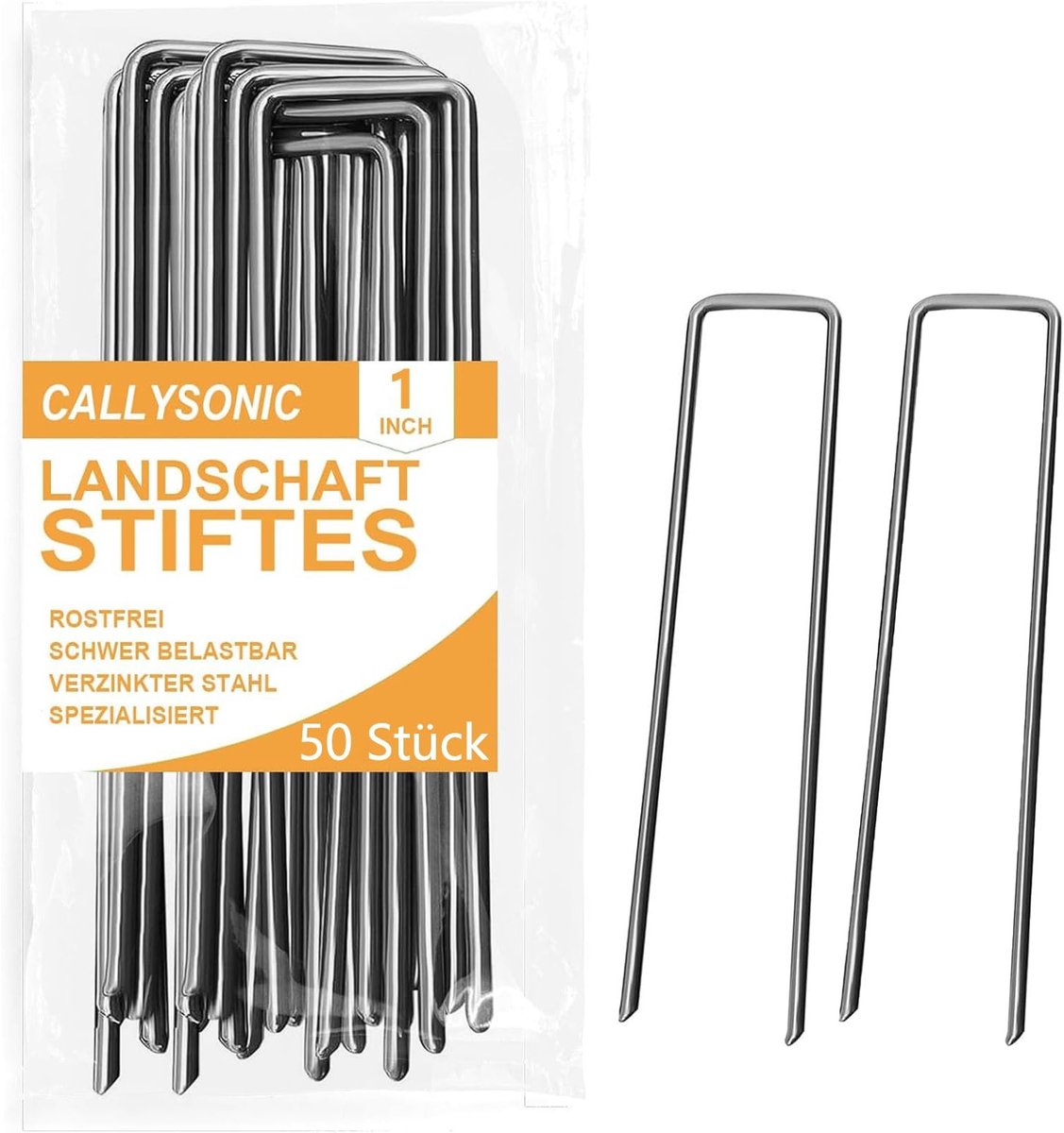 Dailygoods- Grondankers 50 Stuks - Roestvrij Staal - Haringen/Tentharingen - Voor Tuinvlies/Onkruidvlies - U-vormige Grondhaken - 150/200 mm x 40 mm x Ø 2,5 mm