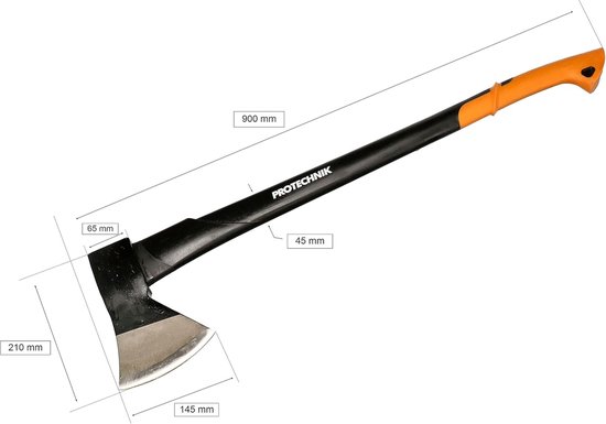 Splijtbijl Kloofhamer - Houtbijl Universeel - Hout Kloven - Glasvezelsteel - 900 mm - Zwart/Oranje — afbeelding 3