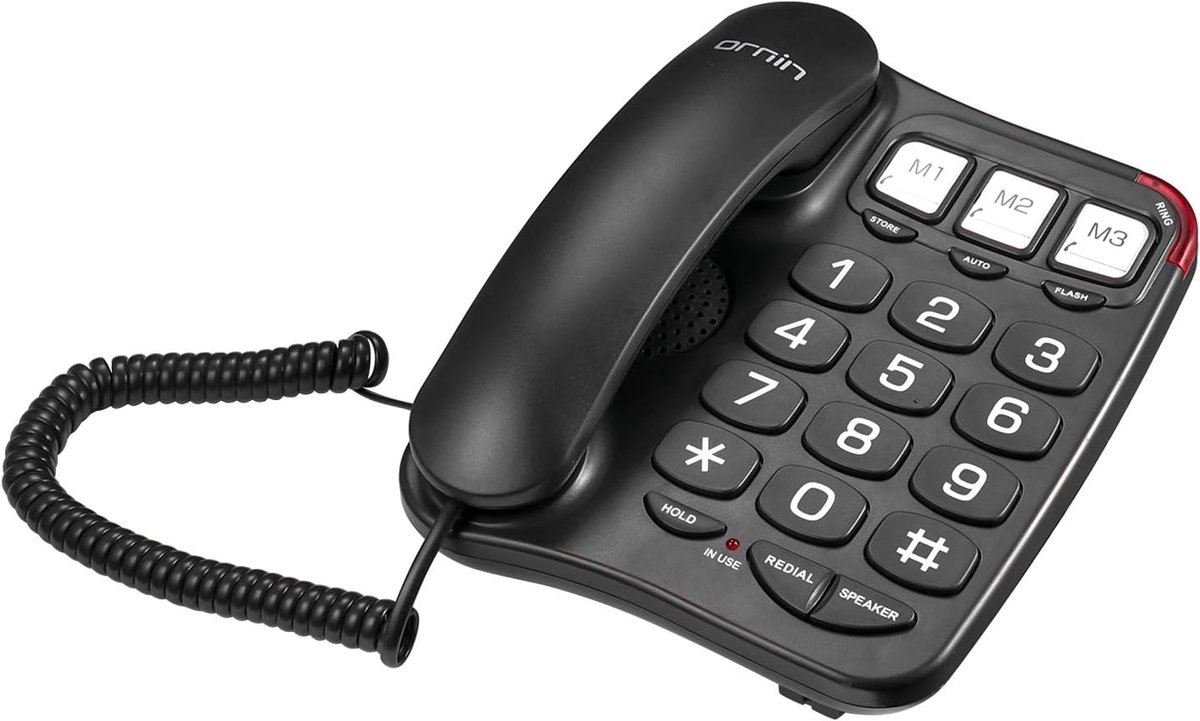 Senioren Telefoon - Grote Knoppen - Gemakkelijk Bellen - Extra Luid Volume - 19.8 cm - Zwart