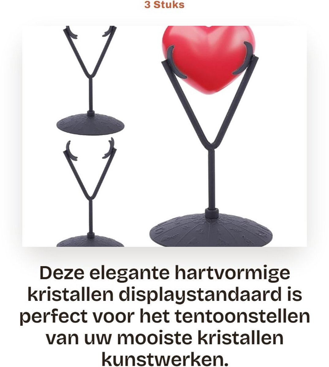 Dailygoods- Displaystandaard Zwarte Kristallen Basis - Metalen Rotsen/Hartkristallen - Kleine Kristallen Bollenhouder - 7 x 11,2 cm - Duurzaam/Schokbestendig - Kristallenhouder