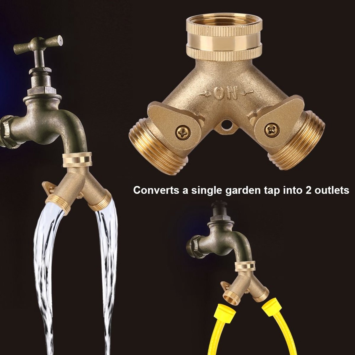 Dailygoods- Slang Splitter 2-weg - Messing - Tuinslang Koppeling - Kraanadapter - Corrosiebestendig - Eenvoudig te Installeren - Tuinslang Connector