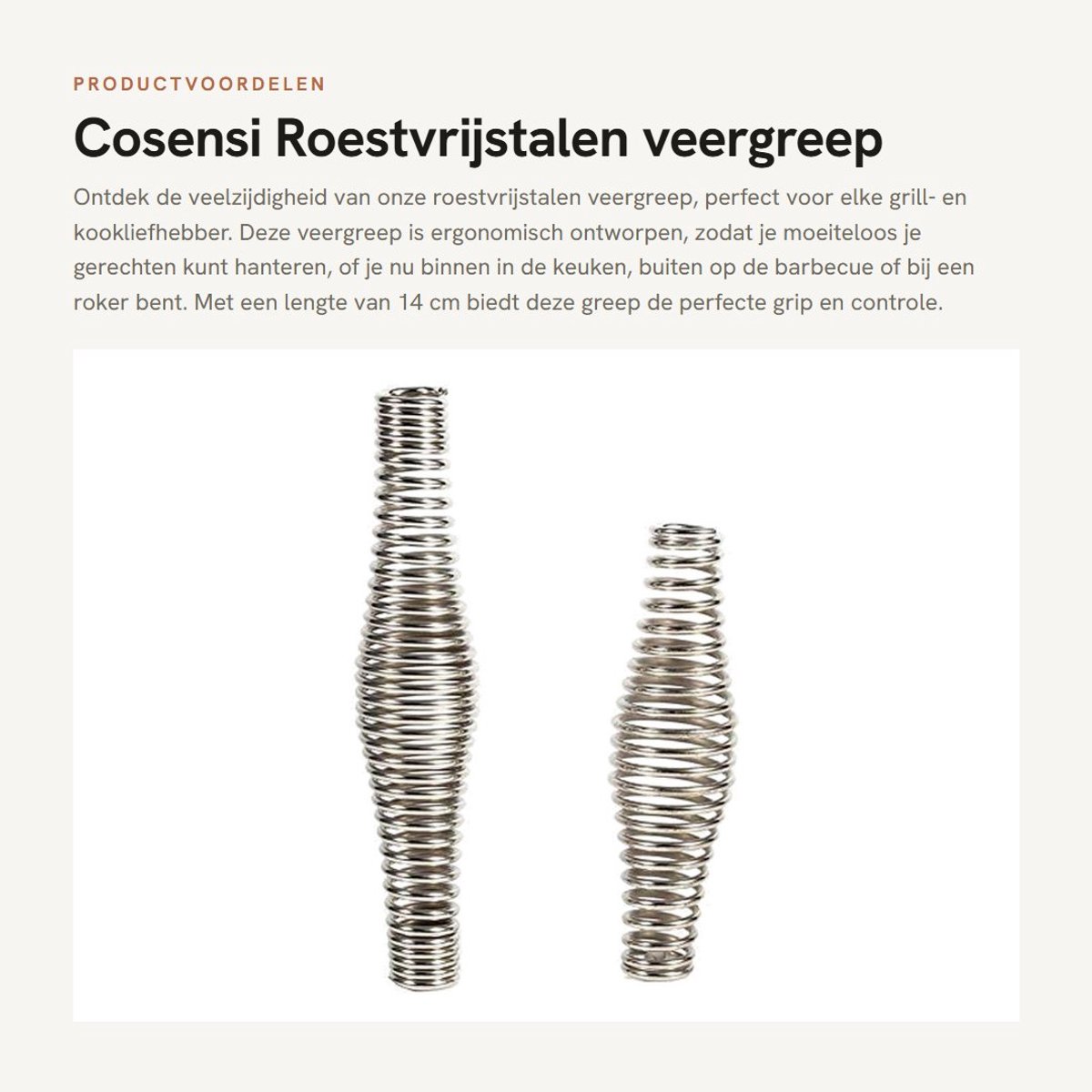 Dailygoods- Veergreep Roestvrij Staal - Ergonomisch Handvat - Koolstofstaal - Grill/BBQ - Roker/Oven - Duurzaam en Roestbestendig - Grillhandvat