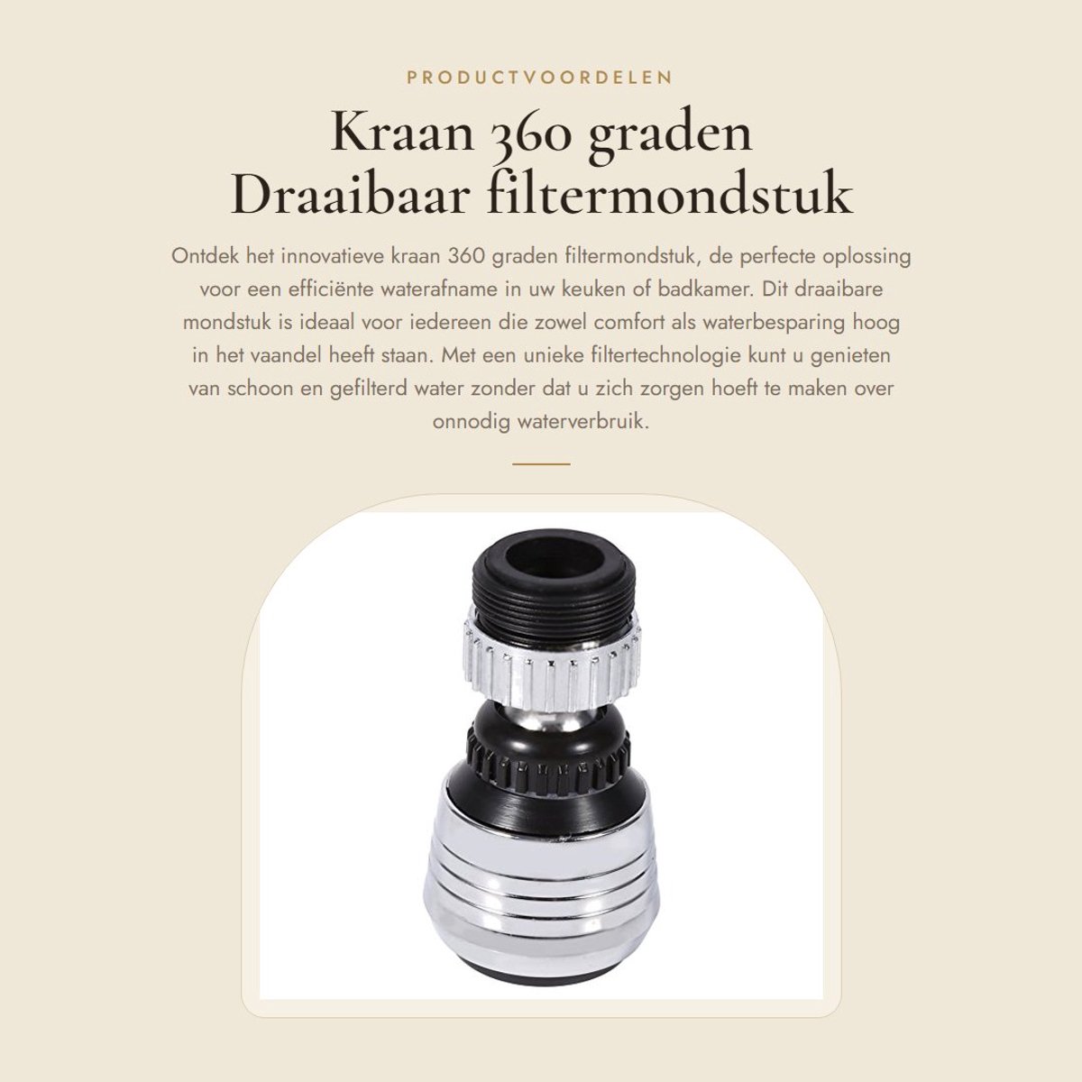Dailygoods- Filtermondstuk 360 Graden Draaibaar - Waterbesparende Kraankop - Douchekop - Verhoging Waterdruk - Badkameraccessoires - Comfortabele Reiniging - Waterbesparende Kraan