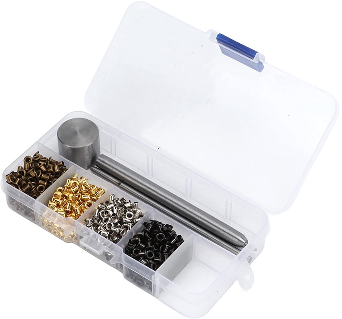 Dailygoods- Koper Grommet Set - 800 Stuks - Inclusief 3 Installatietools - Roestvrij - Geschikt voor Leerbewerking - Opslagdoos - Ogen
