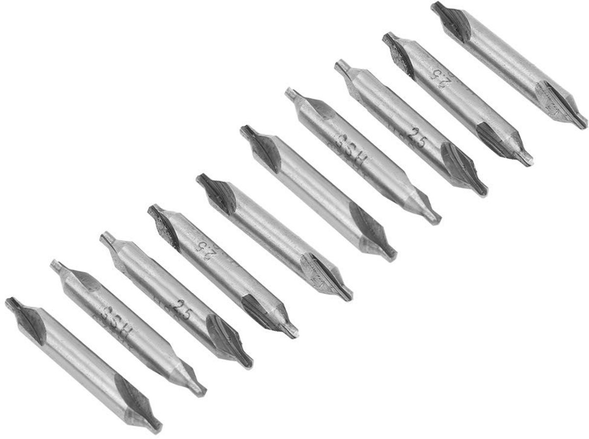Dailygoods - 10 Stuks Center Boor Set - Hoge Snelheid Staal 4341 - Verzinkboor Gereedschap - 2.5 Mm - Centerboren - Geschikt voor Draaibanken
