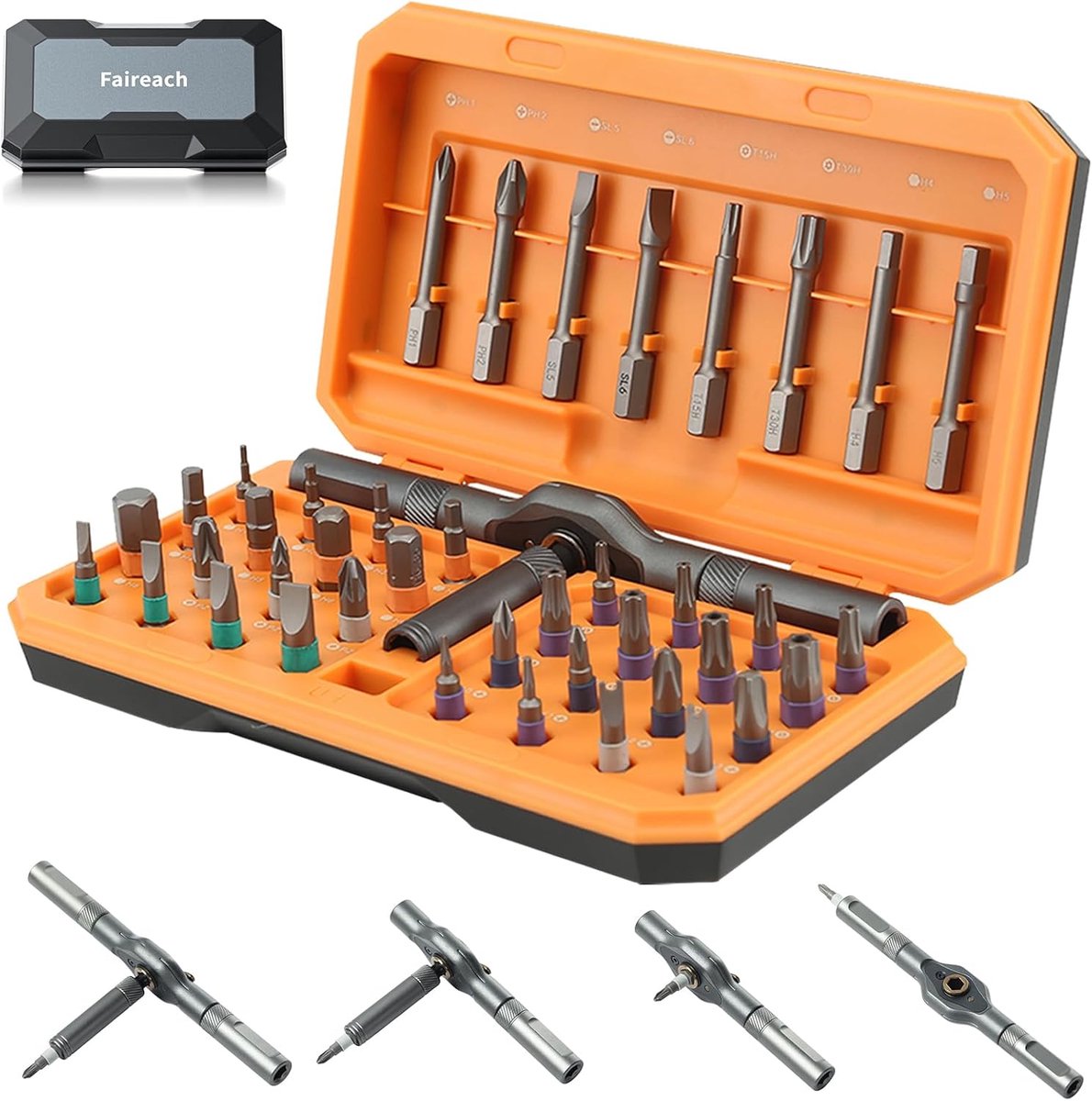 Schroevendraaierset - Gereedschapset - Klus Klussen - Magnetische tips - 42 Delen - Grijs