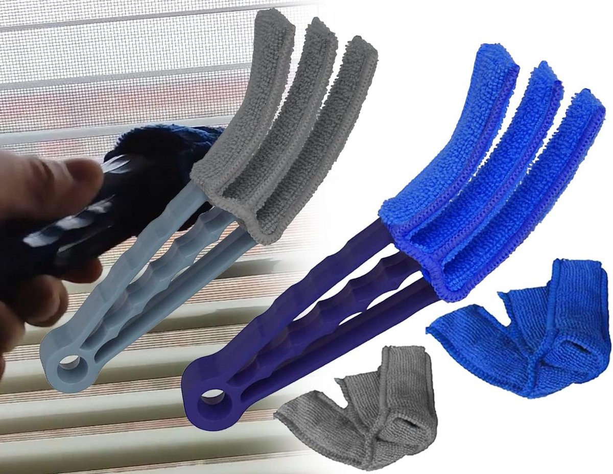 Radiator Reiniger - Blinds Borstel - Stofvrij Maken - Clip Ontwerp - 2 Stuks - Blauw Grijs
