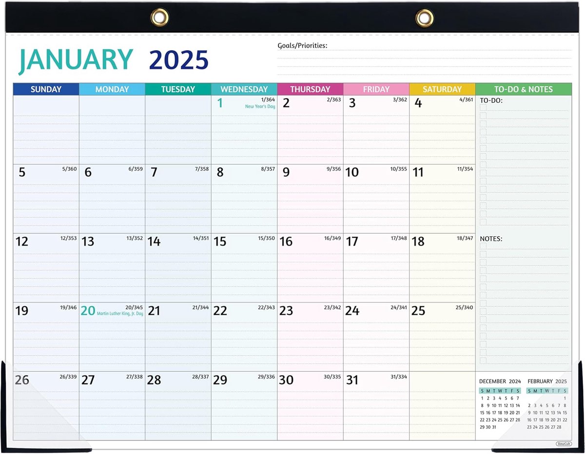 Grote Bureaukalender 2025-2026, 18 Maanden, Multicolor