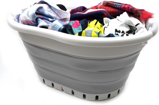 Wasmand Opvouwbaar - Draagbare Kuip - Ruimte Besparen - BPA-vrij Kunststof - 58 x 43 cm - Grijs — afbeelding 3