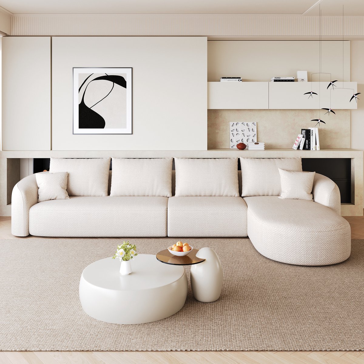 OKWISH Hoekbank 336 Cm - Modulaire Bank Zonder Montage - Voor Woonkamer En Slaapkamer - St