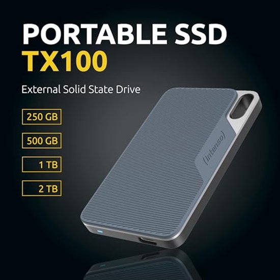 Externe SSD - Draagbare Opslag - Bestanden Opslaan - Schokbestendig Ontwerp - 1 TB - Grijs/Blauw — afbeelding 4