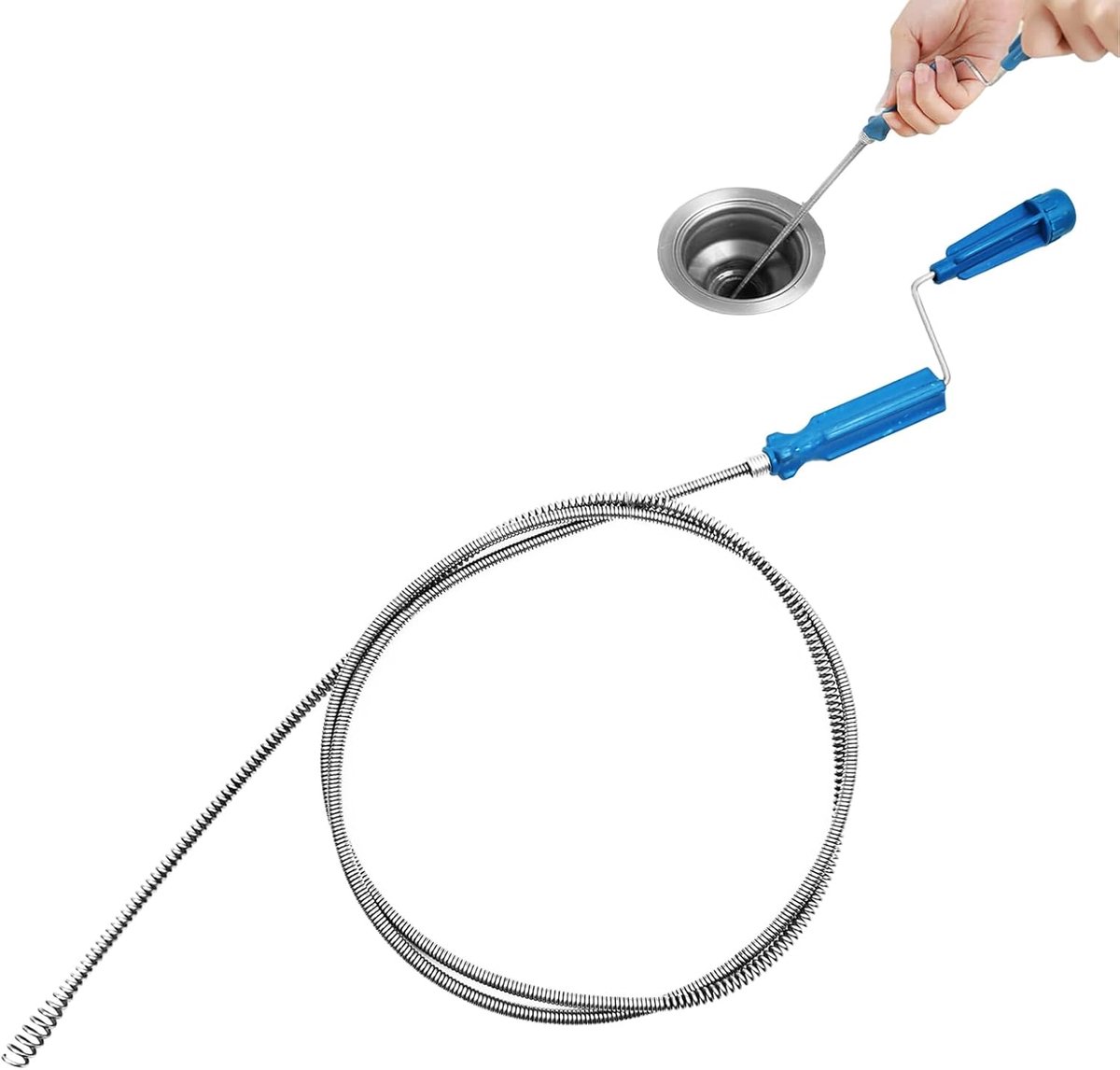Afvoer Ontstopper - Rioolveer Reiniger - Leidingen Reinigen - Flexibele Veer - 170 cm - Blauw