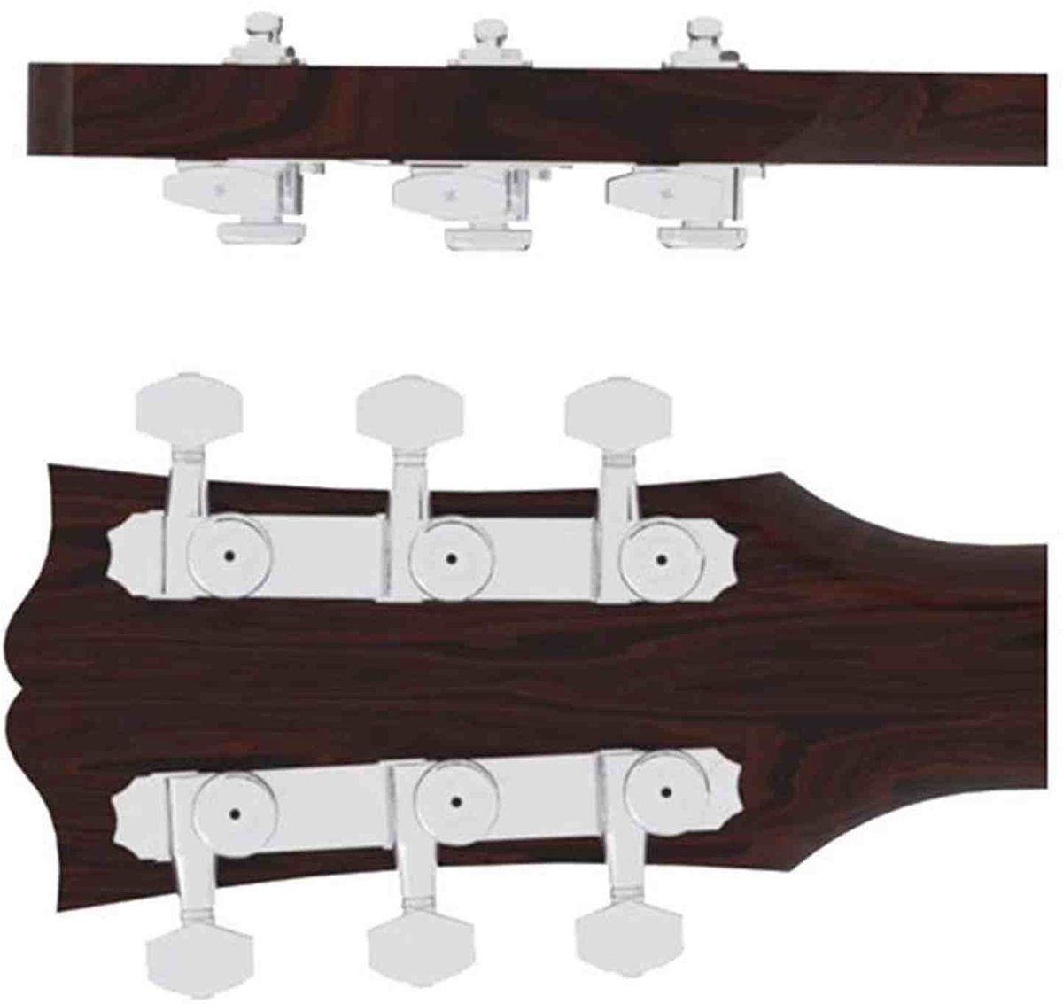 Hipshot HS6K2VEL0C vintage guitar tuner upgrade kit, 3+3 Grip-Lock, closed chrome