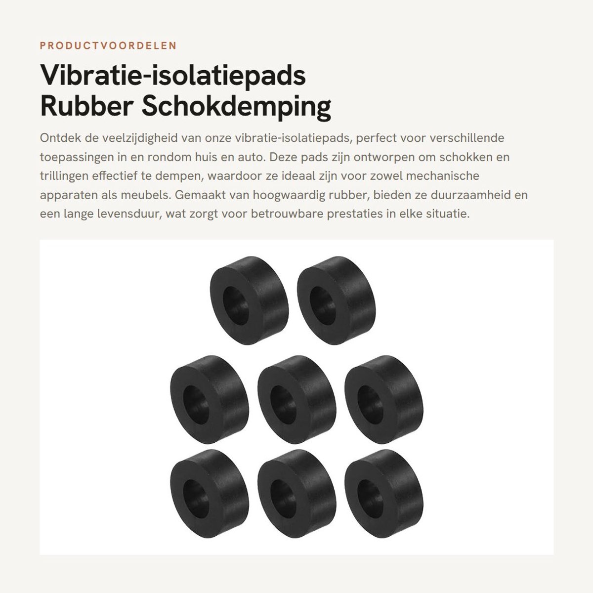 Dailygoods- Vibratie-isolatiepads 8 stuks - Rubber - Geluidsreductie - Schokdemping - Slijtvast - Drukbestendig - Afmetingen 12 x 10 x 25 mm - Dempingspads