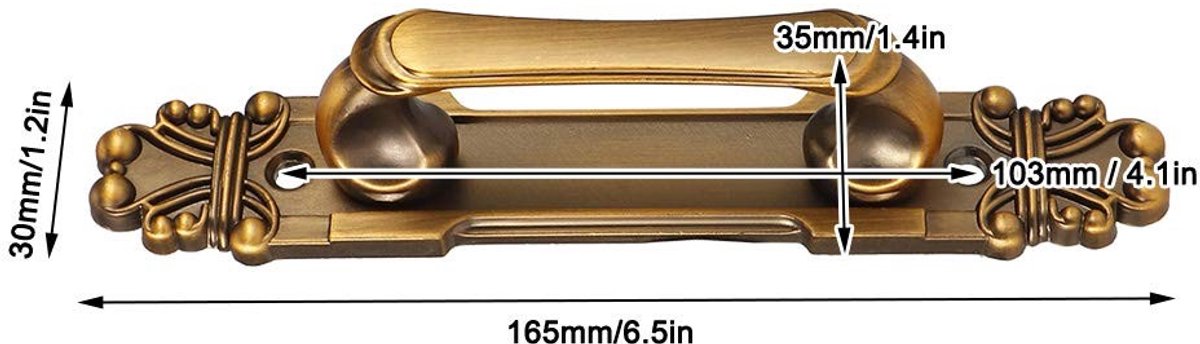 Dailygoods- Deurklink Retro - Antieke Deurgreep - Zinklegering - 2 Stuks - 165 x 30 x 35 mm - Luxe Gouden Uiterlijk