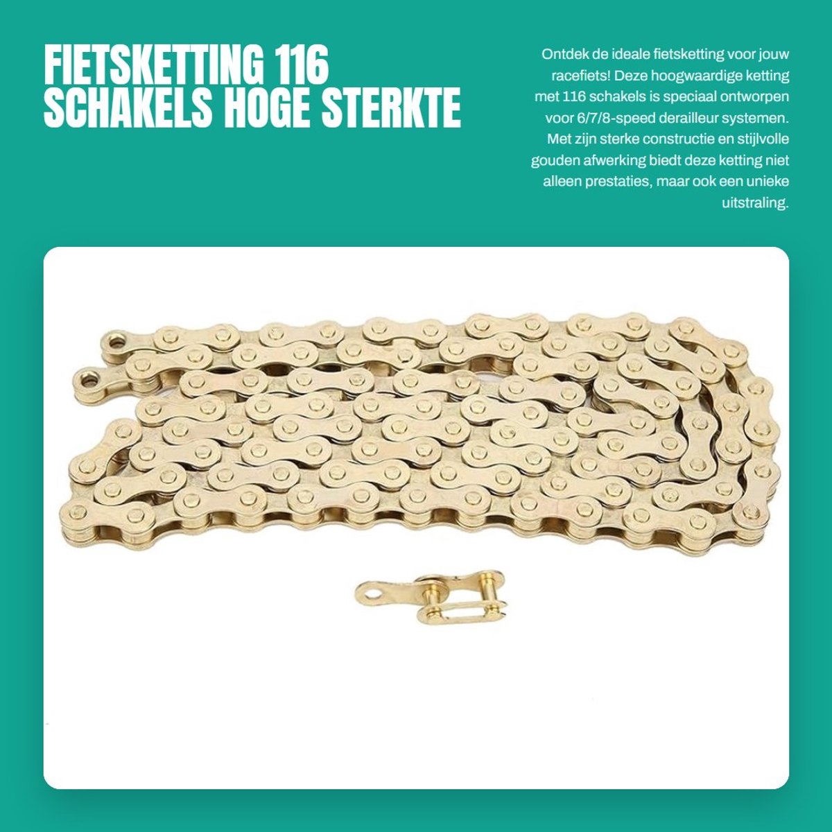 Dailygoods- Fietsketting 116 schakels - 6/7/8 Speed - Hoge sterkte - Snelle installatie - Universele vervanging - Geschikt voor racefiets - Fiets Ketting