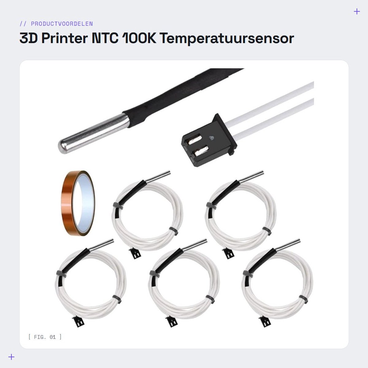 Dailygoods- Thermistor 100K NTC - Temperatuursensor - 5 Stuks - 304 Roestvrij Staal - Hoge Sensitiviteit - 1M Kabel lengte