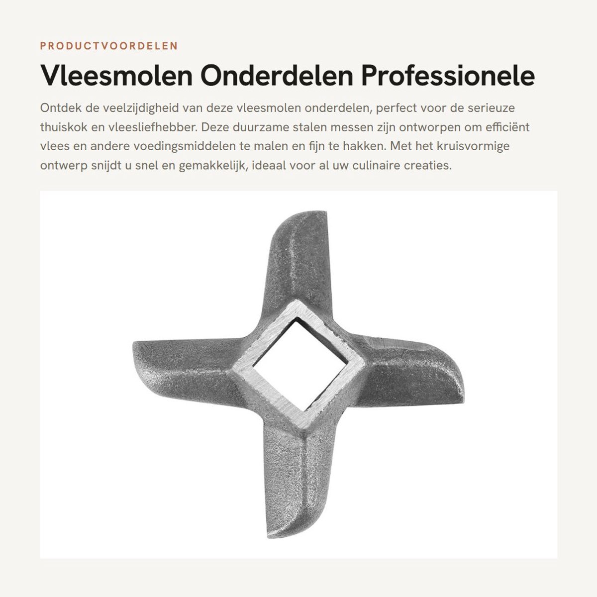 Dailygoods- Vleesmolen Mes Duurzaam - Vleesmolen Onderdelen - Professioneel Stalen Mes - Kruisvormig Ontwerp - Vervangingsonderdeel - Geschikt voor Zelfgemaakte Worst - Vleesmes