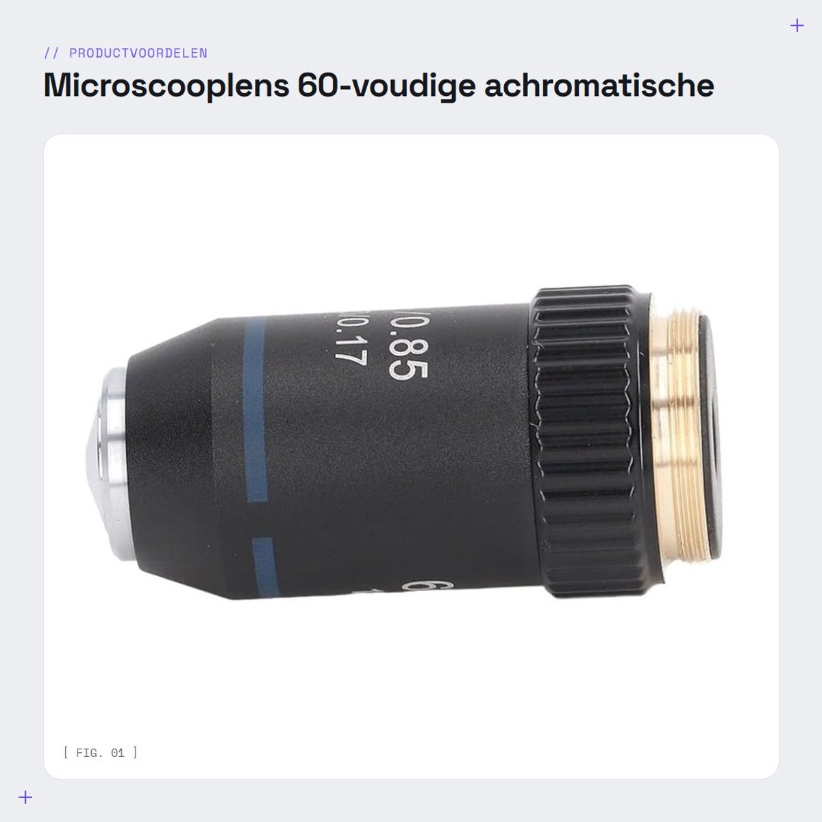 Dailygoods- Microscooplens 60-voudig - Achromatische Lens - Corrosiebestendig - Microscoopaccessoires - Interfacegrootte 20,2 mm - Werkafstand 0,53 mm