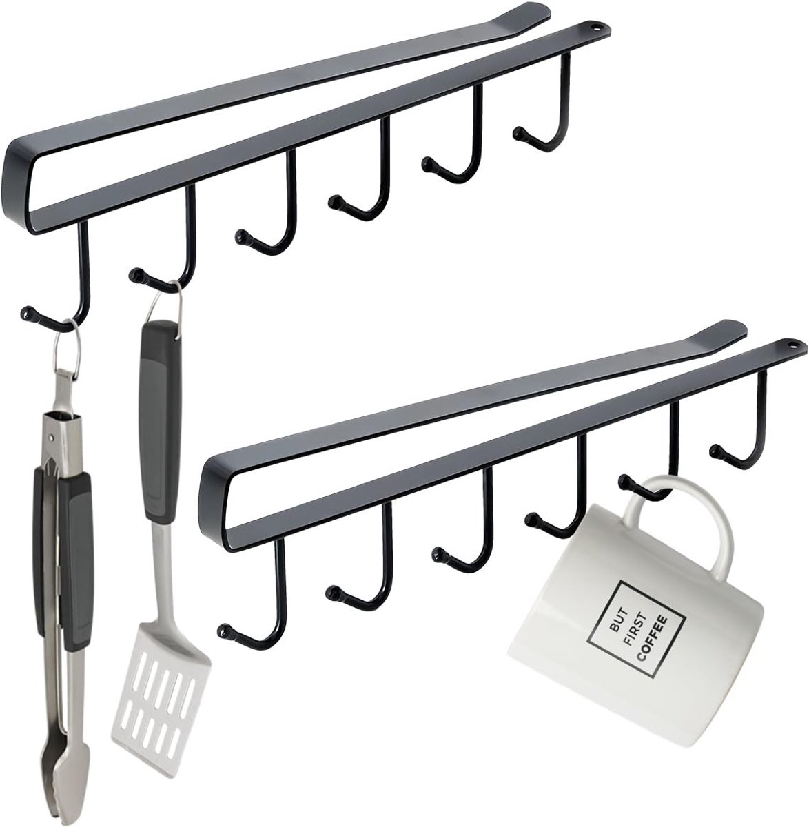 Dailygoods- Kopjeshouder 2 Stuks - Opberghaken - Multifunctionele Haken - Bekerhouders - Onderkast Beugels - Geen Boren