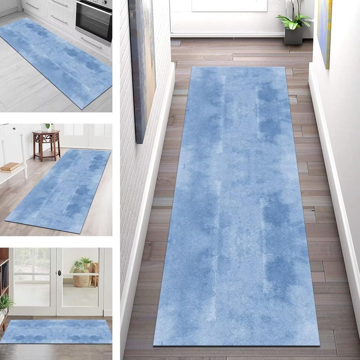 Karpet Loper - Vloerkleed Gang - Voorkomt Vuil - Antislip Onderkant - 80x400cm - Blauw