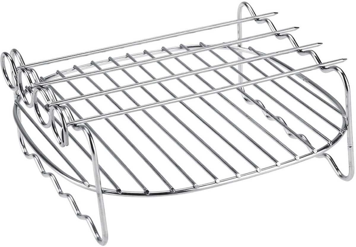 Dailygoods- Airfryer Rack Dubbele Laag - BBQ Rack - Bakplaat - Roestvrij Staal - Veilig en Duurzaam - Vaatwasmachinebestendig - Grillrek