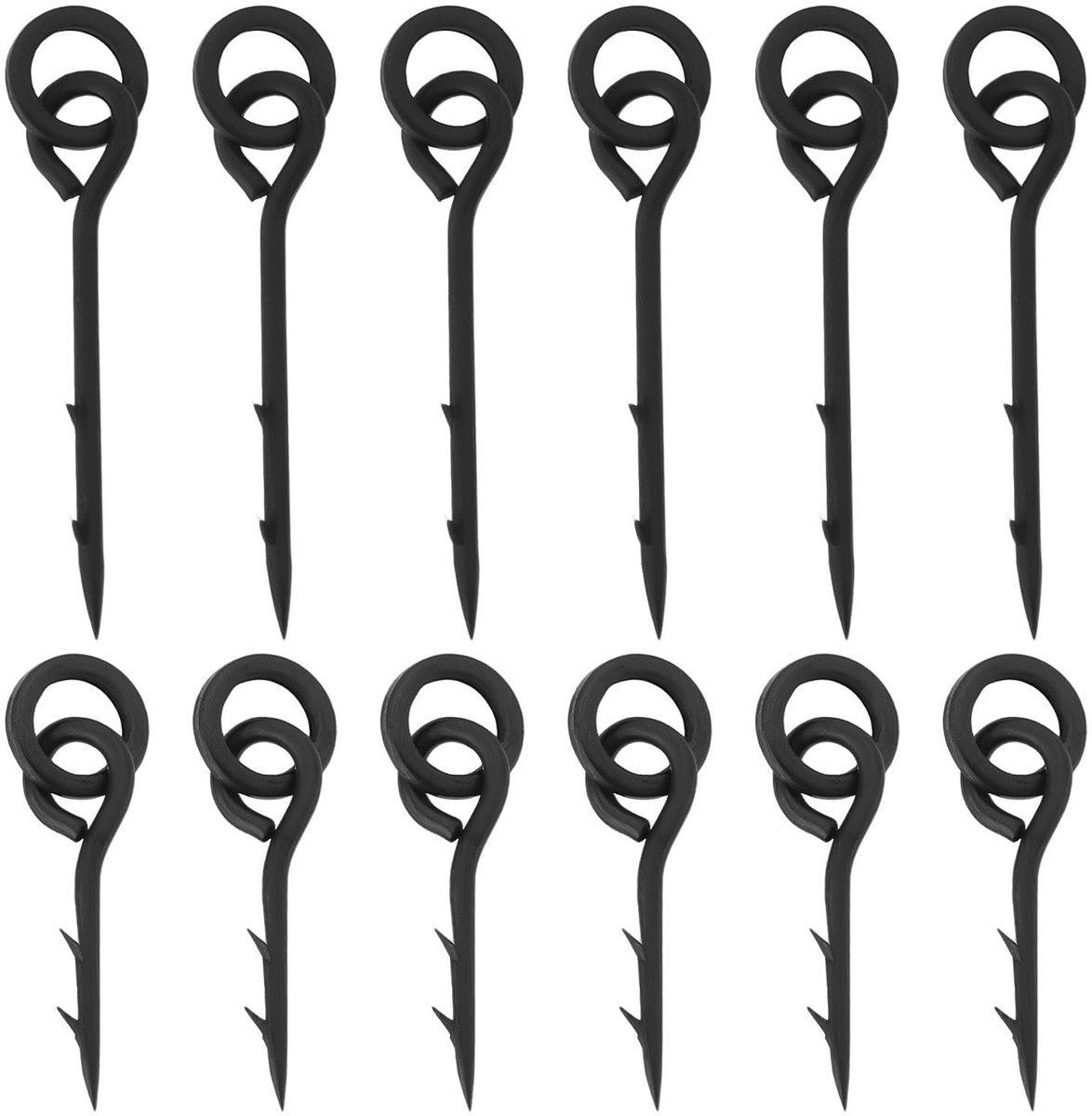 Dailygoods- Boilie Spikes 30 Stks - 15x 10mm/15mm Aas Spikes - Ronde Link Loop Swivels - Koolstofstaal - Zwart - Veilig en Effectief