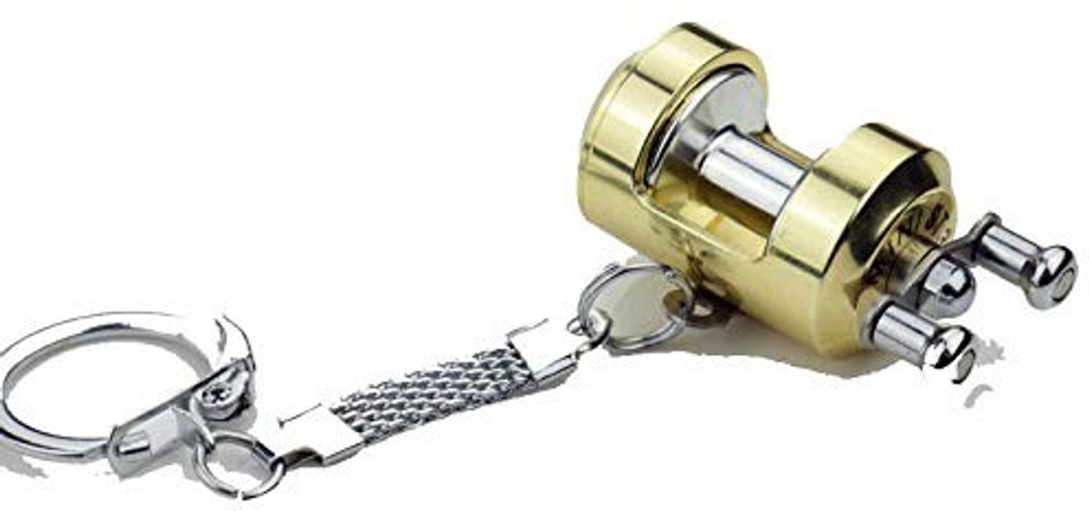 Dailygoods- Sleutelhanger Miniatuur Trolling Reel - Visswiel Hanger - Decoratieve Sleutelhanger - Duurzaam Metaal - Cadeau voor Vissers - Glanzend Design - Visaccessoire