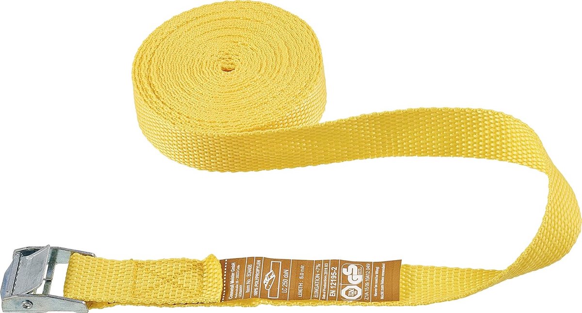Spanband met Klemvasthouding - 5 Meter Lang en 25 mm Breed - 250 kg Zekering