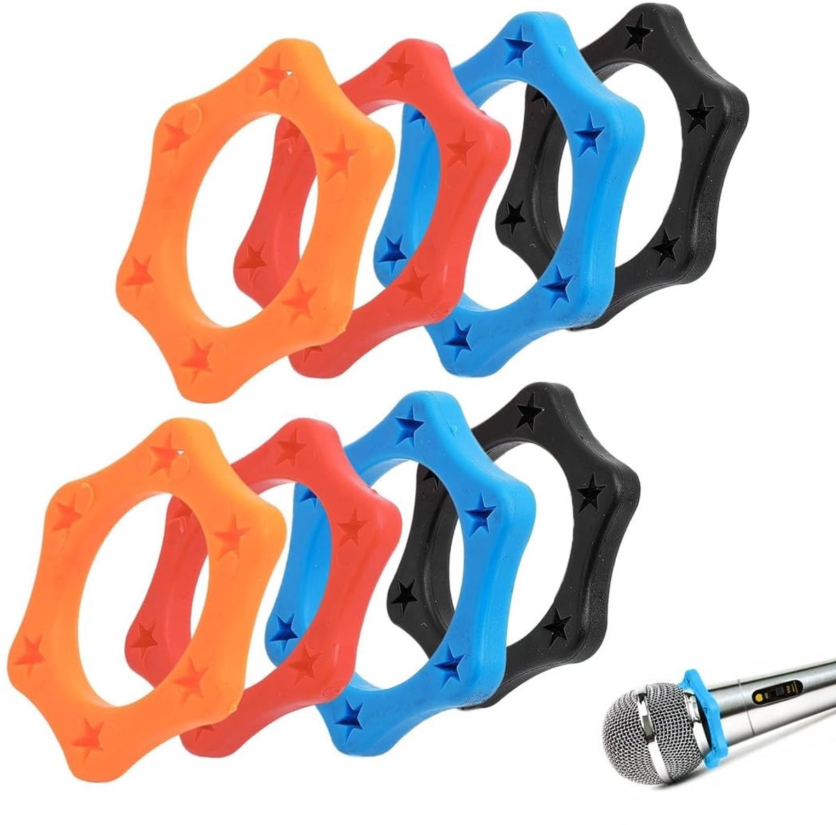 Dailygoods- Antislip Rolringen - 8 Stuks - Schokabsorberend - Hoogwaardig Siliconenmateriaal - Draagbare Microfoons - Binnendiameter 38 mm - Microfoonhoes