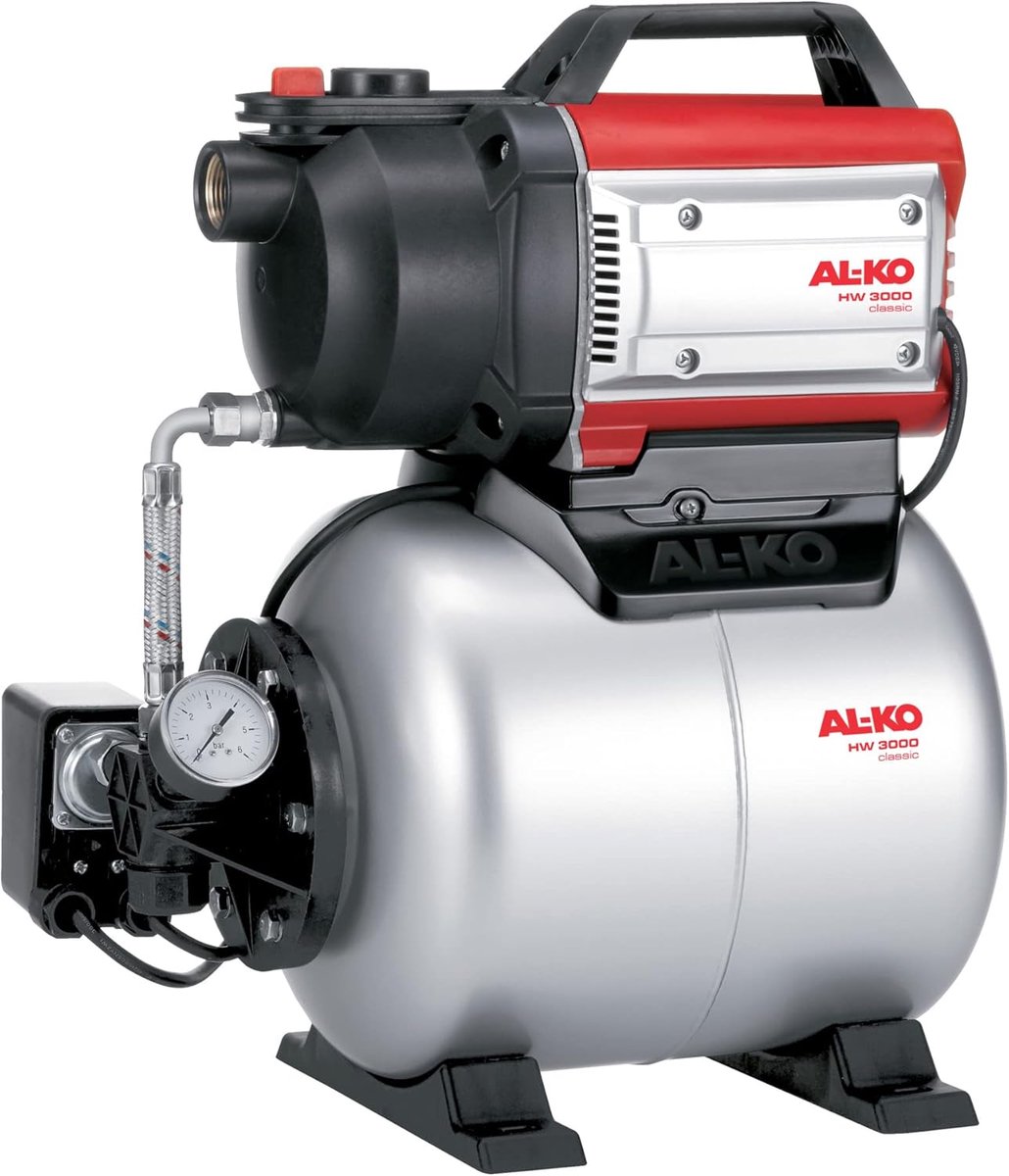 Huiswaterpomp - Automatische pomp - Tuin besproeien - Zelfaanzuigend tot 8m - 3100 Liter/uur - Rood grijs
